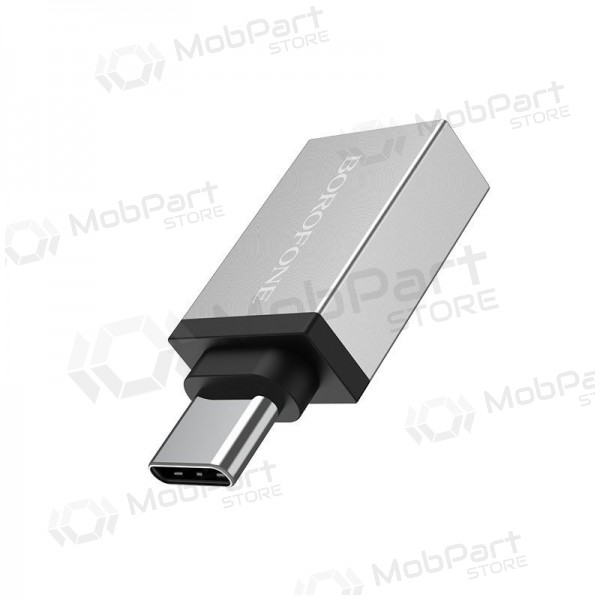 Adapter Borofone BV3 Type-C OTG grå