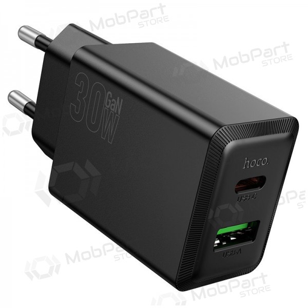 Telefonlader Hoco N71 30 W GaN USB-C + USB-A svart
