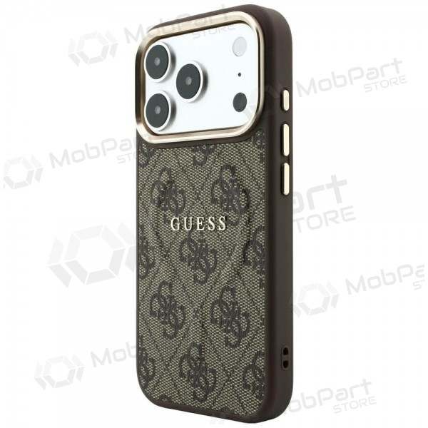 Apple iPhone 18 Pro Max deksel - Guess PU Leather 4G Gold Frame Embossed MagSafe (brun)