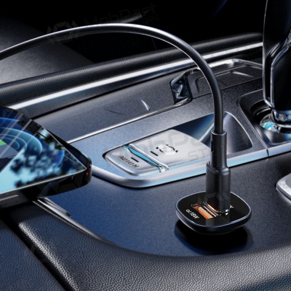 Lader automobilinis Acefast B1 Mini 38W USB-C+USB-A svart