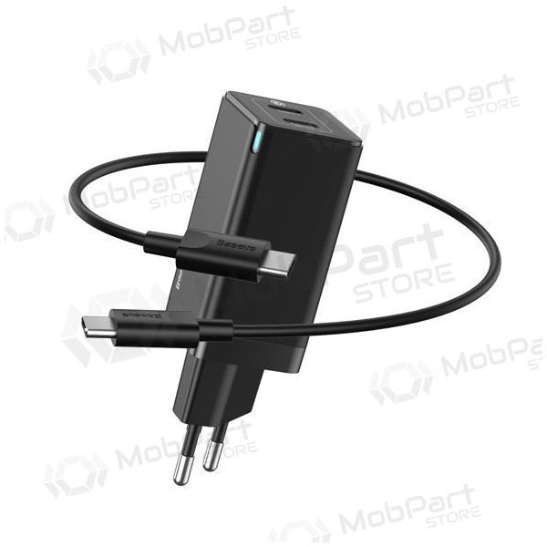 Lader Baseus GaN 45w (20V/3A) + Type-C kabel (MacBook) (svart)