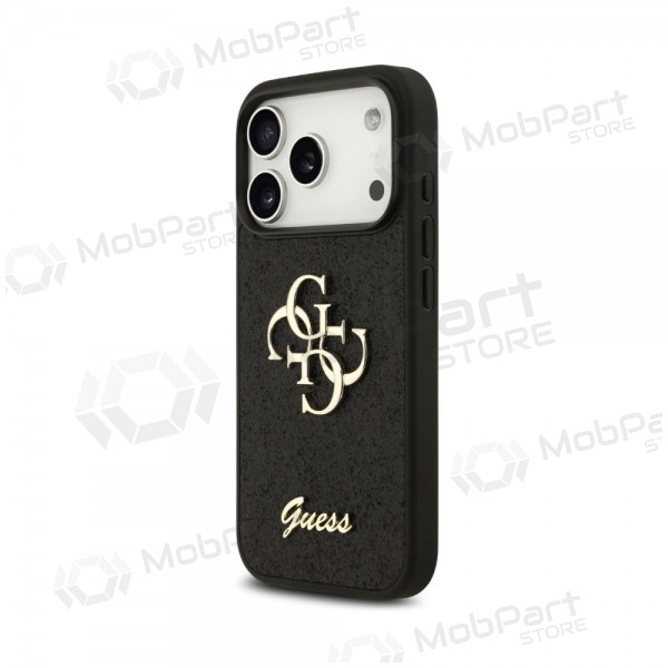 Apple iPhone 18 Pro Max deksel -Guess PU Fixed Glitter 4G Metal Logo- (svart)