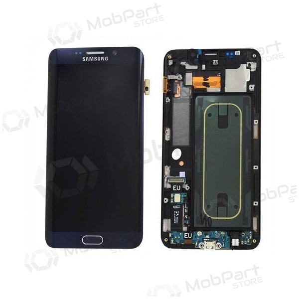 Samsung G925F Galaxy S6 Edge skjerm (svart) (med ramme) (brukt grade B, original)