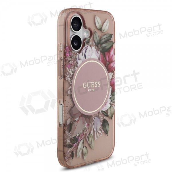 Apple iPhone 17 deksel -Guess IML Flowers Strap MagSafe- (rosa)