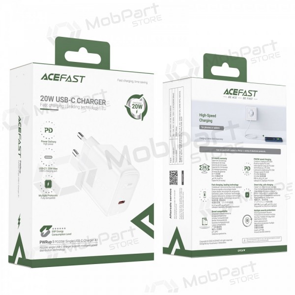Lader buitinis Acefast A1 PD20W USB-C svart