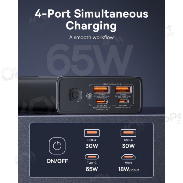 Powerbank Power Bank Baseus StarLord 65W 20000mAh svart P10022906113-00 Powerbank Power Bank Baseus StarLord 65W 20000mAh svart P10022906113-00
