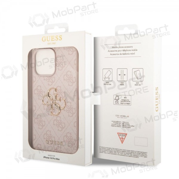 Apple iPhone 14 Pro Max deksel - Guess PU 4G Metal Logo (rosa)