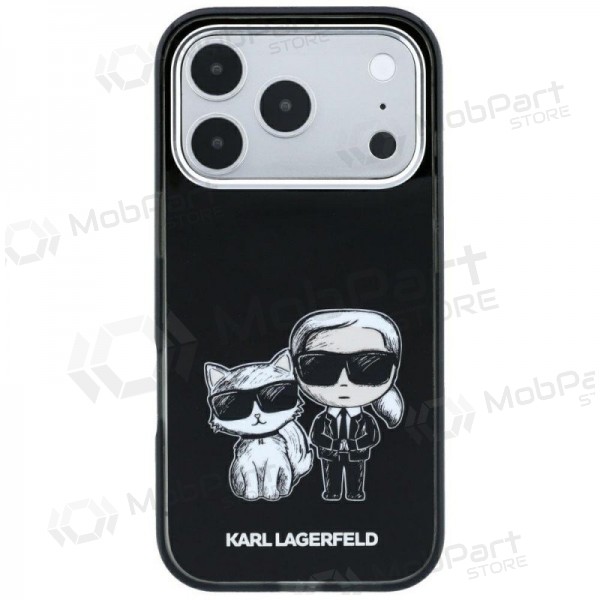 Apple iPhone 18 Pro deksel - Karl Lagerfeld PU Semi Wrap Smooth Sketch Bodies MagSafe (svart)