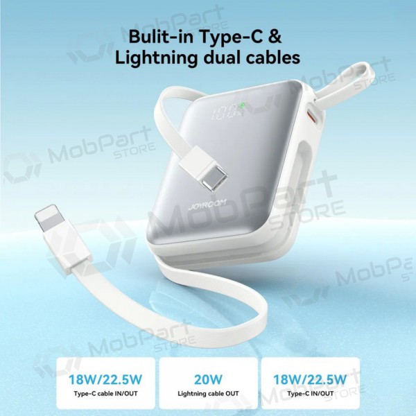 Powerbank Power Bank Joyroom JR-PBF27 22.5W Mini 10000mAh hvitt Powerbank Power Bank Joyroom JR-PBF27 22.5W Mini 10000mAh hvitt