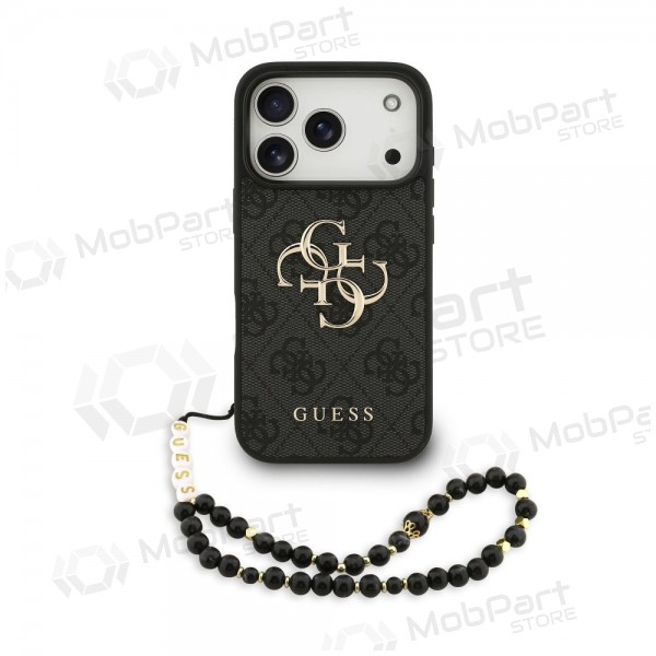 Apple iPhone 17 Pro deksel - Guess PU 4G Metal Logo Strap (svart)
