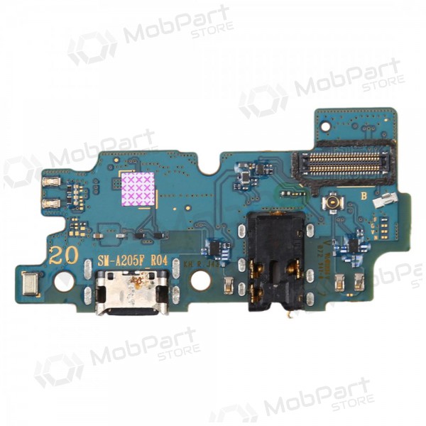 Samsung A205 Galaxy A20 2019 ladekontakt og mikrofon med flex (service pack) (original)