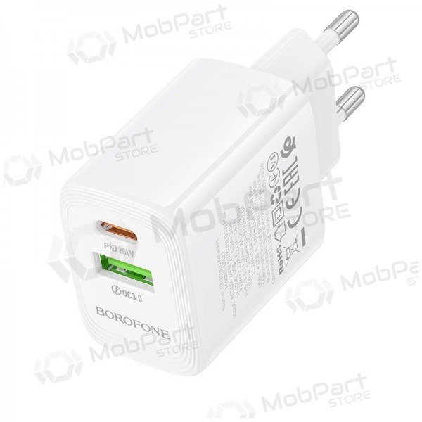 Lader Borofone BN27 20W USB-C/USB-A hvit