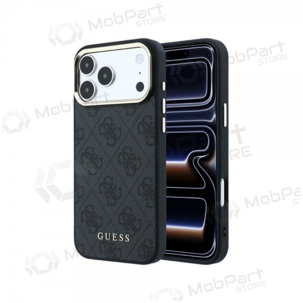 Apple iPhone 18 Pro Max deksel - Guess PU Leather 4G Gold Frame MagSafe (svart)