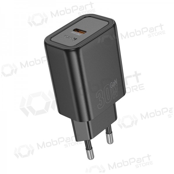 Telefonlader Hoco N63 30 W GaN USB-C + USB-A svart