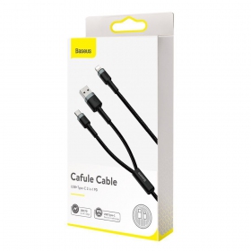 USB kabel Baseus Cafule 2in1 Type-C Lightning 20w 1.2m (grå-svart) CATKLF-BG1