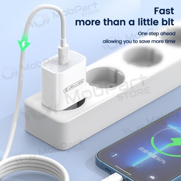 Lader Jellico AK180 20W USB-C + USB-C to USB-C cable 1.0m hvit