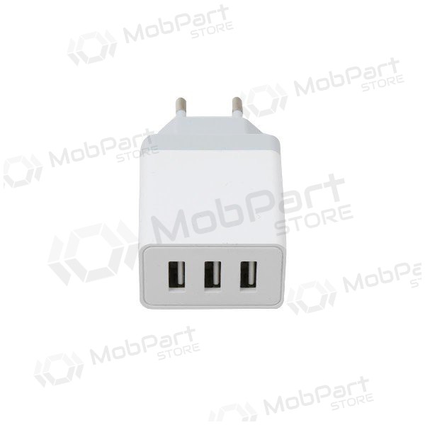 Lader Platinet QuickCharge 3xUSB (15W 3A) (hvit)