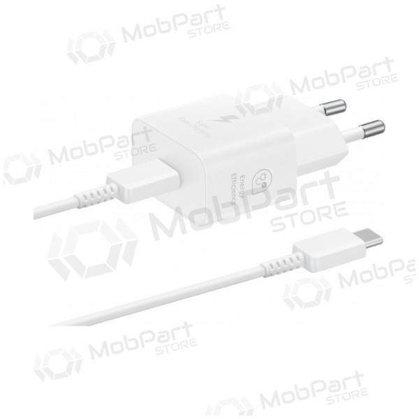 Lader original Samsung EP-T2510XWEGEU 25W + USB-C kabel i pakken hvit