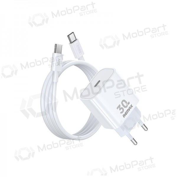 Telefonlader Remax RP-U71 30 W GaN USB-C med USB-C-kabel 1 m hvit