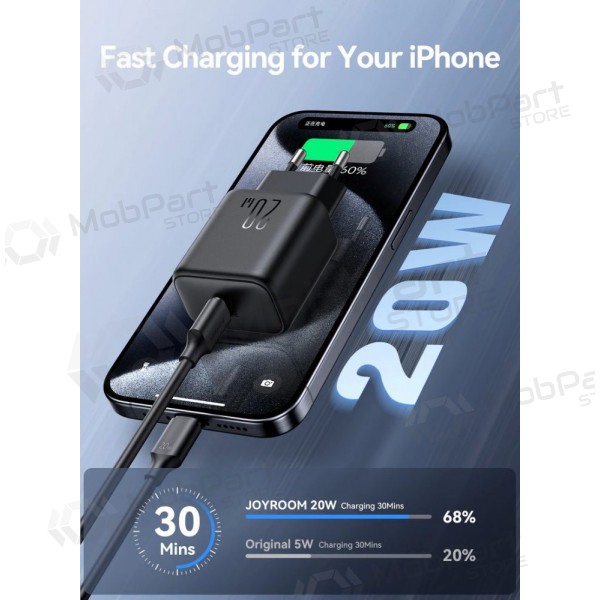 Lader Joyroom JR-TCF20 USB-C PD20W + USB-C to USB-C cable 1.0m hvit