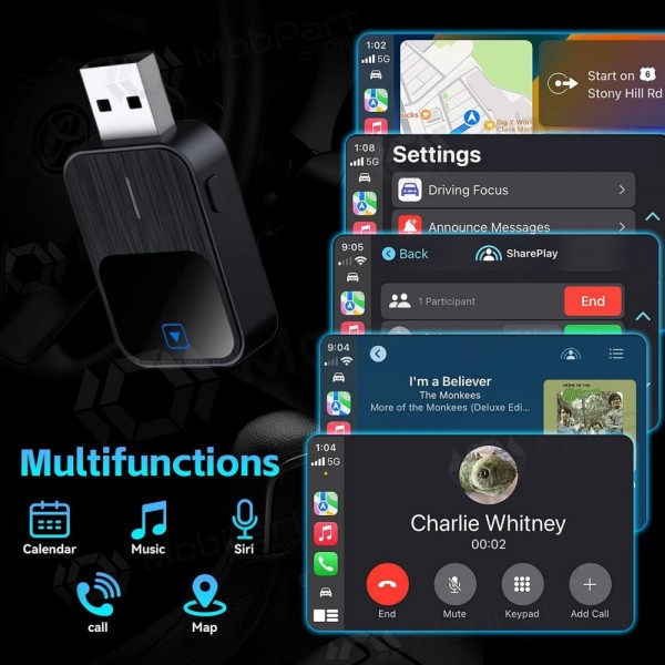 Trådløs CarPlay/Android Auto adapter Reach K2 svart