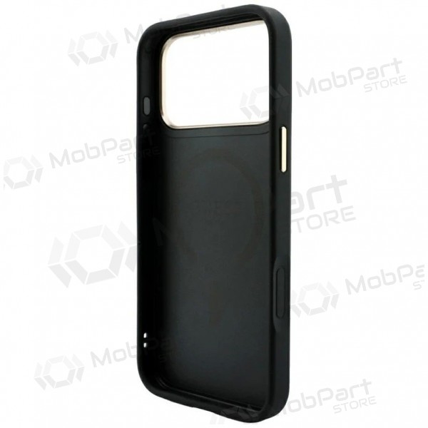 Apple iPhone 18 Pro Max deksel - Guess PU Leather 4G Gold Frame Embossed MagSafe (svart)