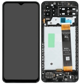 Samsung A135 Galaxy A13 4G 2022 skjerm (svart) (med ramme) (service pack) (original)