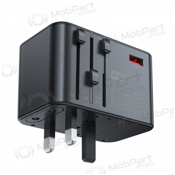 Universell kelioninis lader Acefast Z1 75W GaN 2xUSB-A/3xUSB-C svart