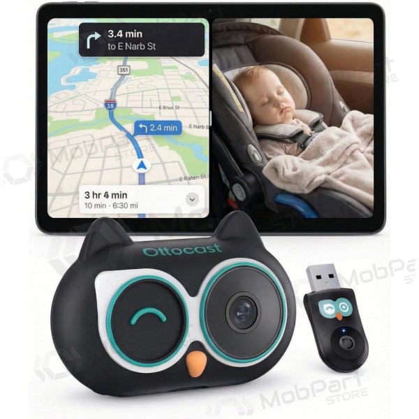 Trådløs CarPlay-adapter Ottocast Cabin Care CA520-T med babycall-funksjon svart