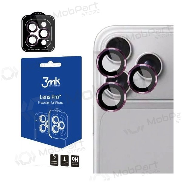 Apple iPhone 18 Pro, 18 Pro Max skjermbeskytter herdet glass for kamera "3MK Lens Pro" (kirsebær)
