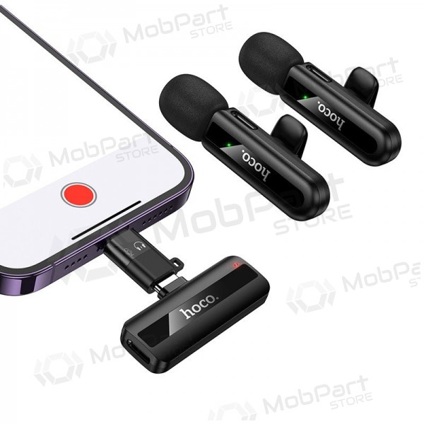 Belaidžių mikrofonų rinkinys Hoco L20A USB-C/Lightning svart