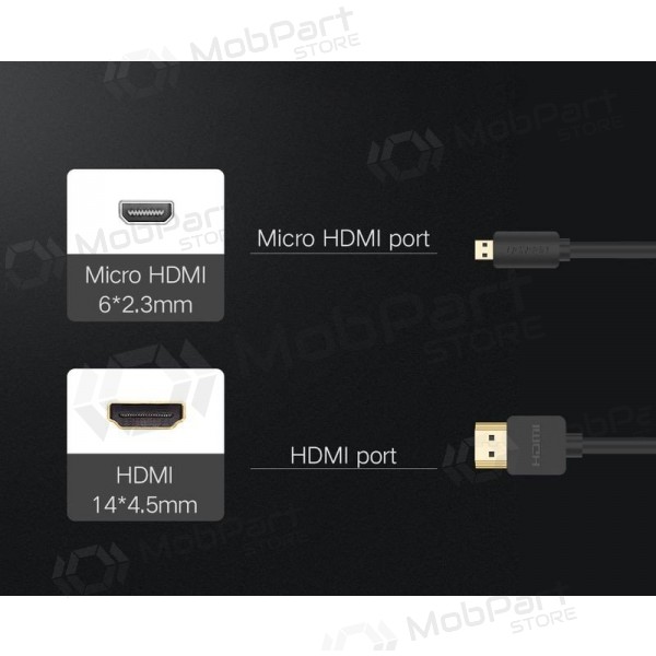 HDMI-kabel Ugreen HD127 HDMI til Micro HDMI 1.5 m 4K 60 Hz svart