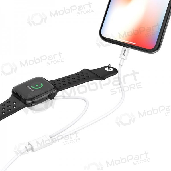 USB kabel HOCO U69 lightning 1.0m (with iWatch wireless charger) (hvit)