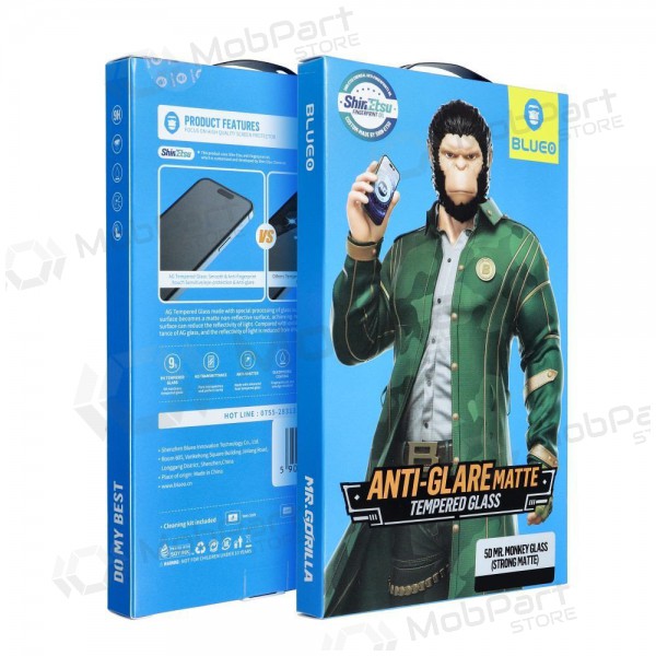 LCD apsauginis stikliukas 5D Mr. Monkey Glass (Strong Matte) Apple iPhone 12 Pro Max svart