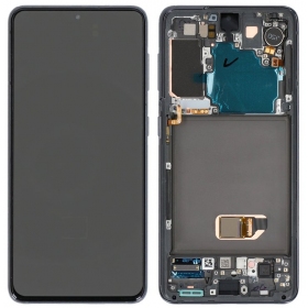 Samsung Galaxy S21 5G skjerm (svart) (med ramme) (OLED)