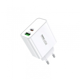 Lader Remax RP-U125 65W GaN USB-C/USB-A hvit