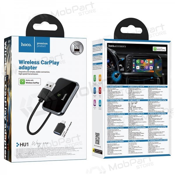 CarPlay-adapter Hoco HU1 trådløs svart