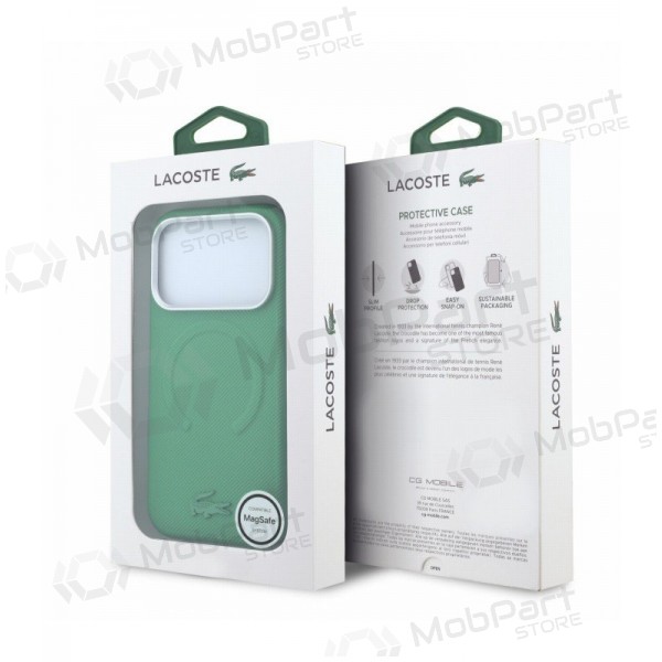 Apple iPhone 18 Pro Max deksel - Lacoste PVC Petit Pique Semi Wrap Embossed MagSafe (grønn)