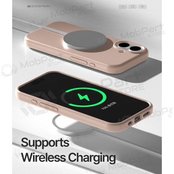Deksel / etui Mercury Pure Magsafe Silicon Case Apple iPhone 17 rosa sandfarge