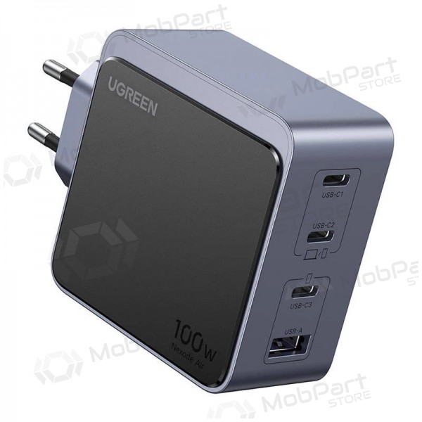 Nettlader Ugreen X565 100 W GaN 3x USB-C + USB-A grå