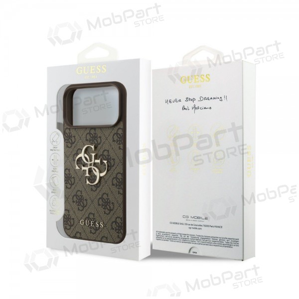 Apple iPhone 18 Pro deksel -Guess PU 4G Metal Logo- (brun)