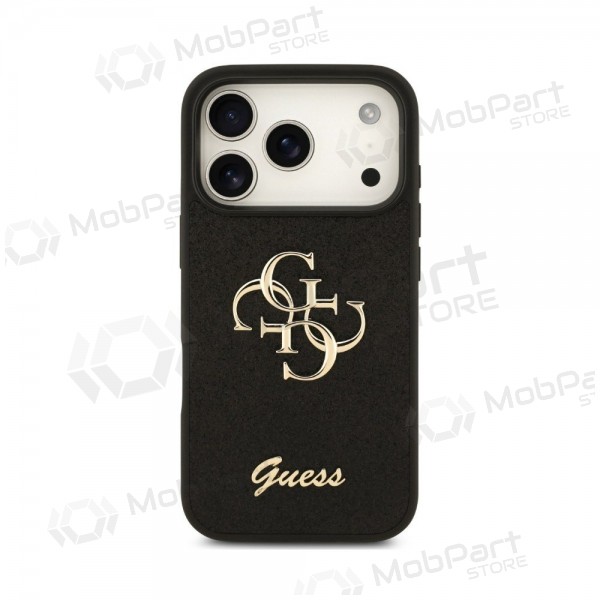 Apple iPhone 18 Pro deksel - Guess PU Fixed Glitter 4G Metal Logo (svart)