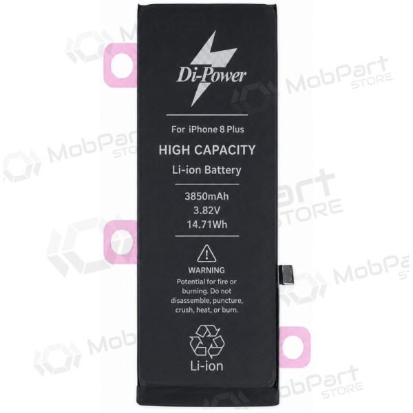 Apple iPhone 8 Plus batteri, Di-Power 3850 mAh (økt kapasitet)