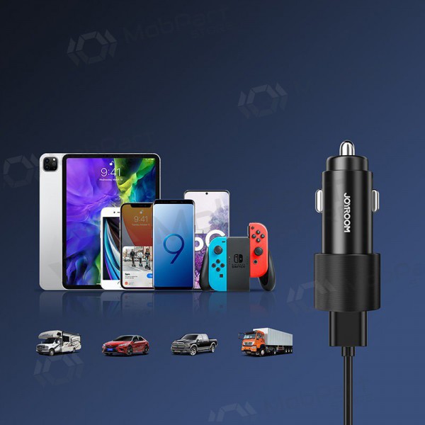 Lader automobilinis Joyroom JR-CL10 LED 2xUSB 24W (svart)