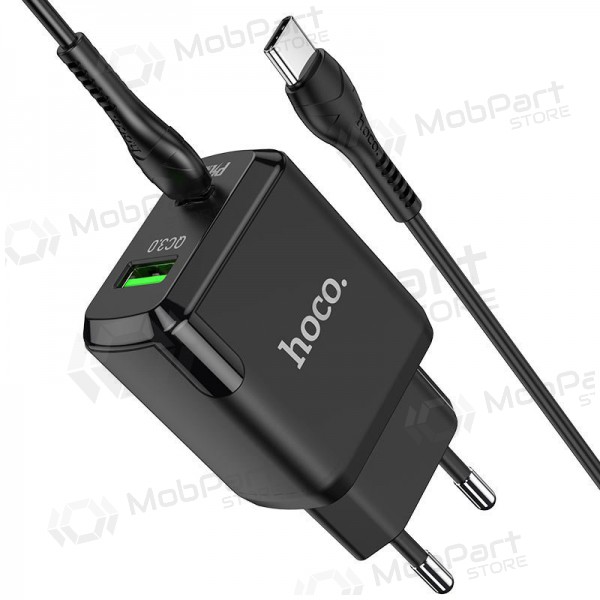 Lader Hoco N5 USB Quick Charge 3.0 + PD 20W (3.1A) + Type-C-Type-C (svart)