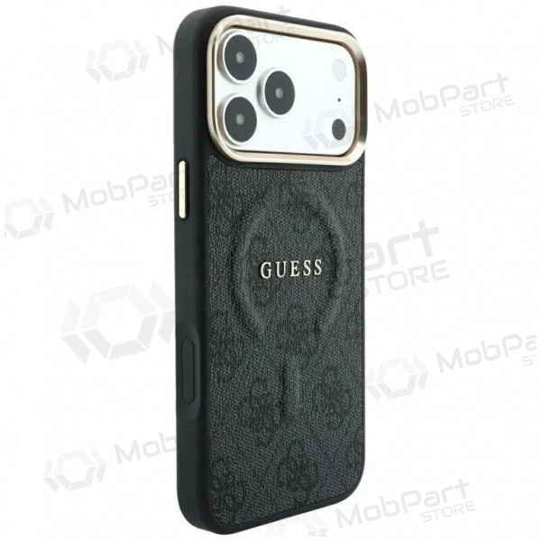 Apple iPhone 18 Pro deksel -Guess PU Leather 4G Gold Frame Embossed MagSafe- (svart)