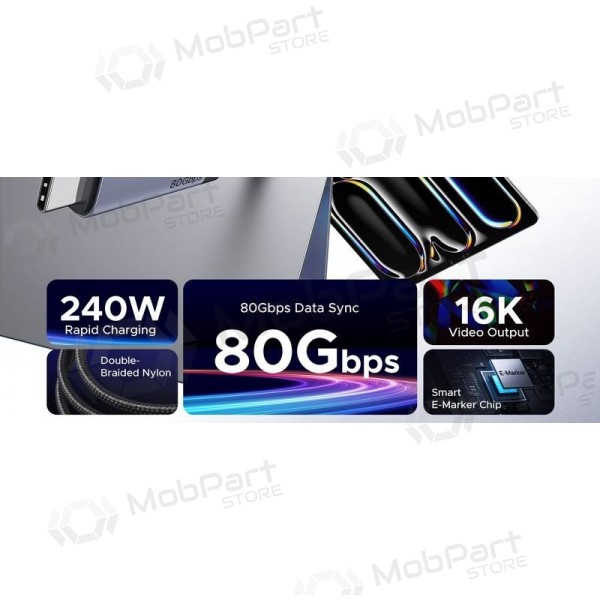 USB-C-kabel Ugreen L706 USB-C til USB-C 1 m 240 W svart