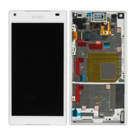 Sony E5803 / E5823 Xperia Z5 Compact skjerm (hvit) (med ramme) (brukt grade A, original)