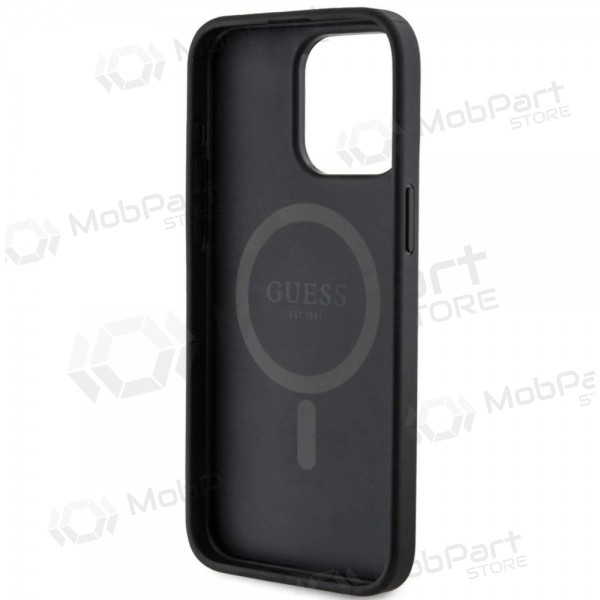 Apple iPhone 15 Pro Max deksel - Guess PU Leather 4G Colored Ring MagSafe (svart)