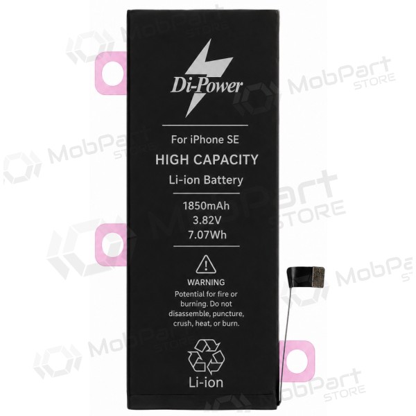 Apple iPhone SE (2016) batteri, akkumulator Di-Power 1850 mAh (økt kapasitet)
